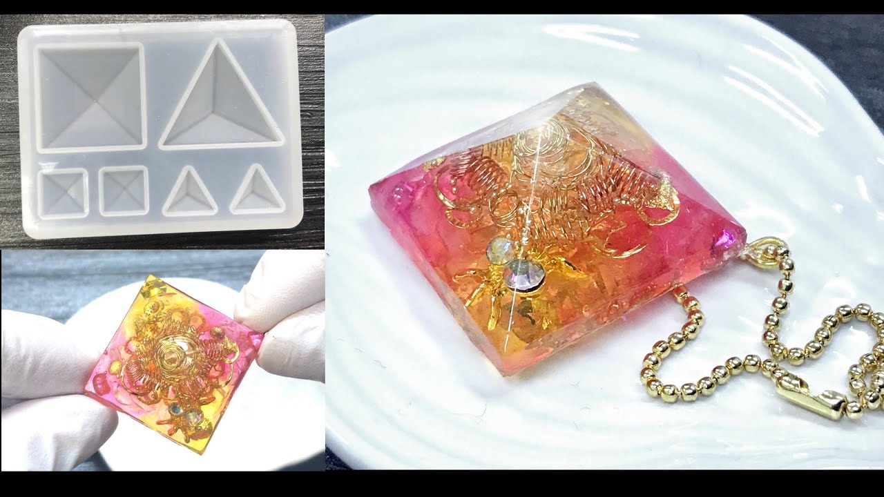 【UVレジン　100均】パワーで開運♡ ダイソー新モールドでピラミッド型オルゴナイト作ってみました♡ UV resin Pyramid-shaped orgonite