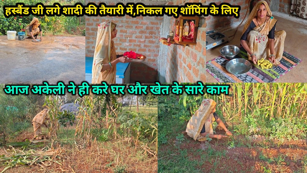 हस्बैंड🤷जी लगे शादी की तैयारी में,निकल गए शॉपिंग के लिए🌺अकेली हीं किए आज घर और खेत के सारे काम