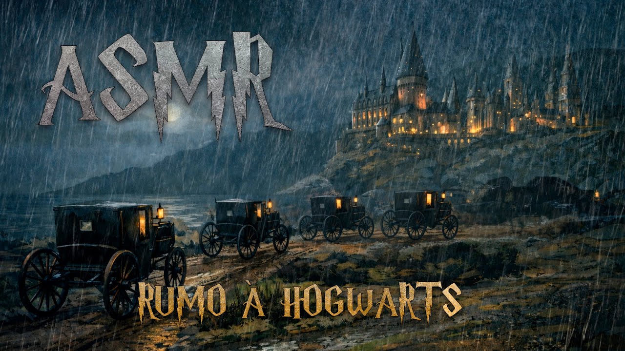 ASMR | Durma em 10 minutos viajando para Hogwarts 🌙 | Chuva & Ambiente (No Talking)