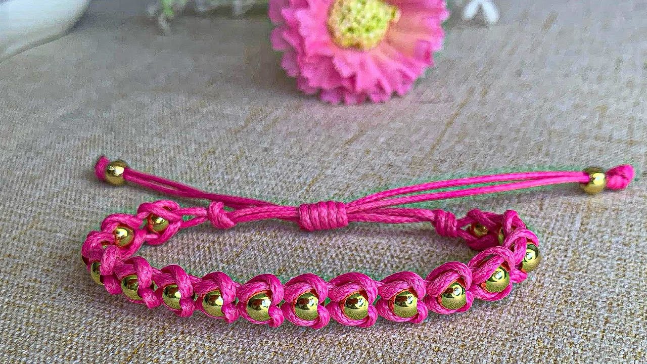 PULSERA DE HILO - Aprende cómo hacer una Pulsera FÁCIL con  balines [PASO A PASO]