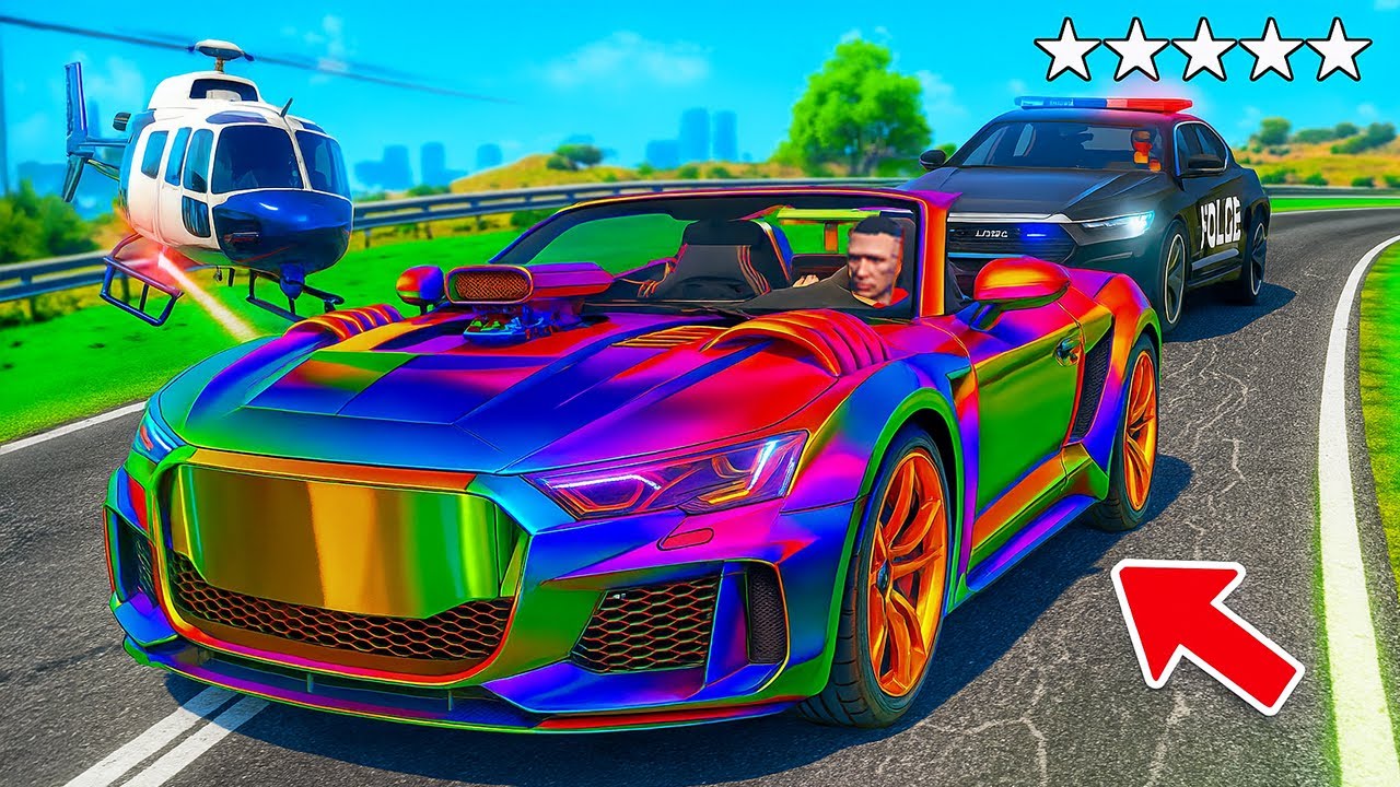 POLIZEI verfolgt REGENBOGEN SPORTWAGEN in GTA 5! (Polizei vs. Dieb)