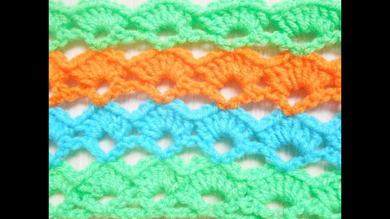 Простой Узор веерочки крючком. Вязание крючком. Crochet.