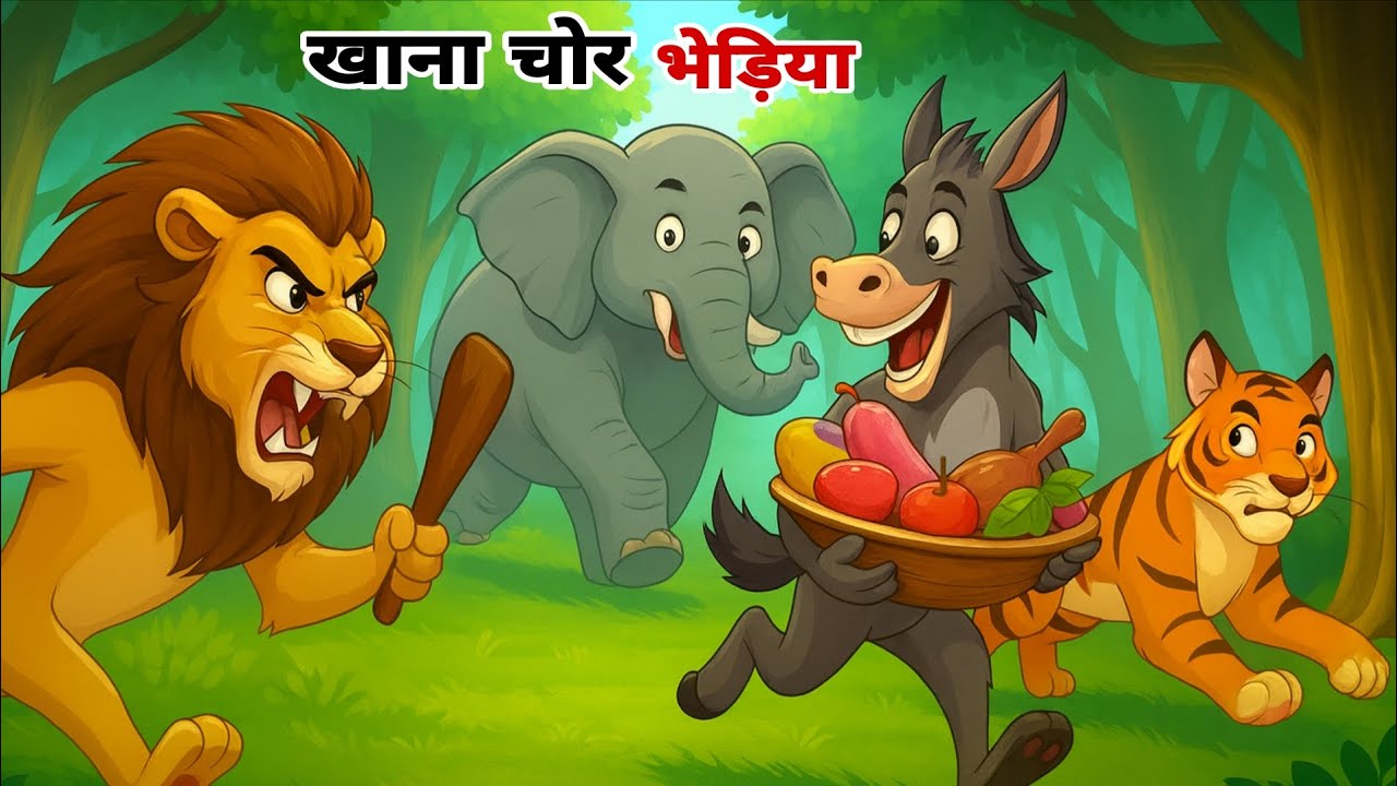 खाना चोर भेड़िया | hindi kahani | cartoon story | Funny Jungle Cartoon Story