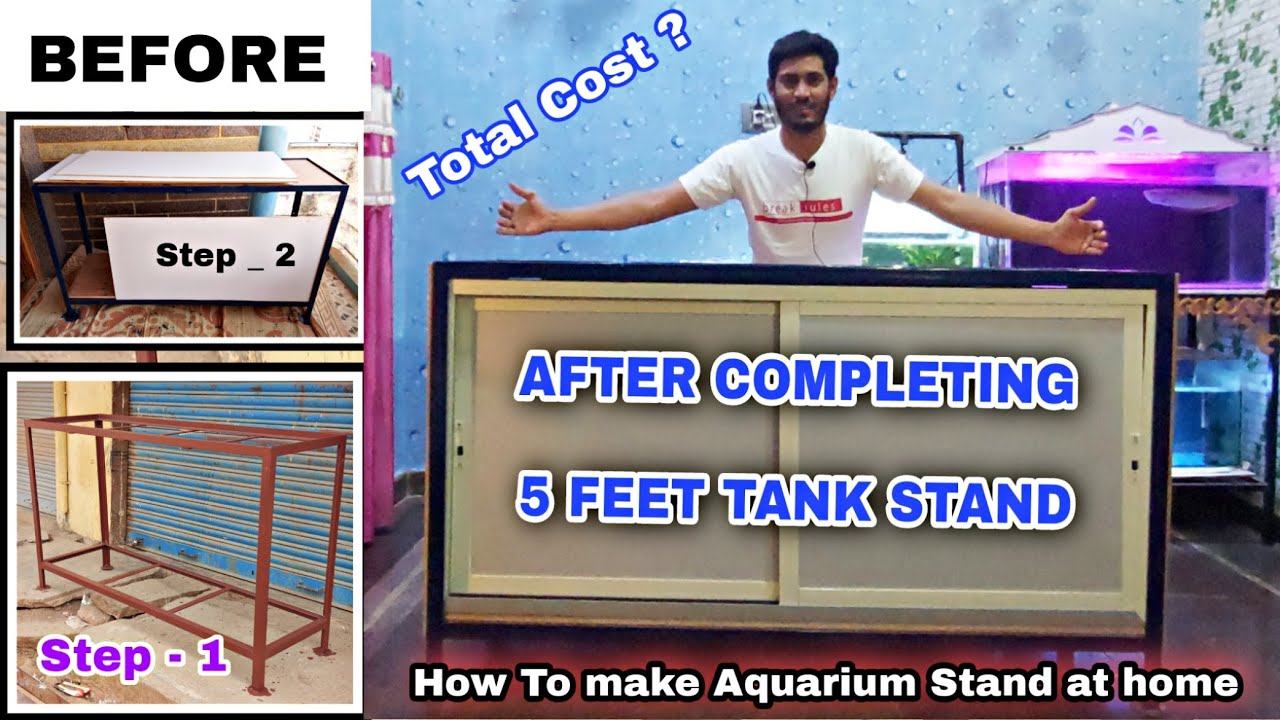 How to make 5 Feet Aquarium Stand with cabinet DIY - Making Aquarium Stand at home  2021
