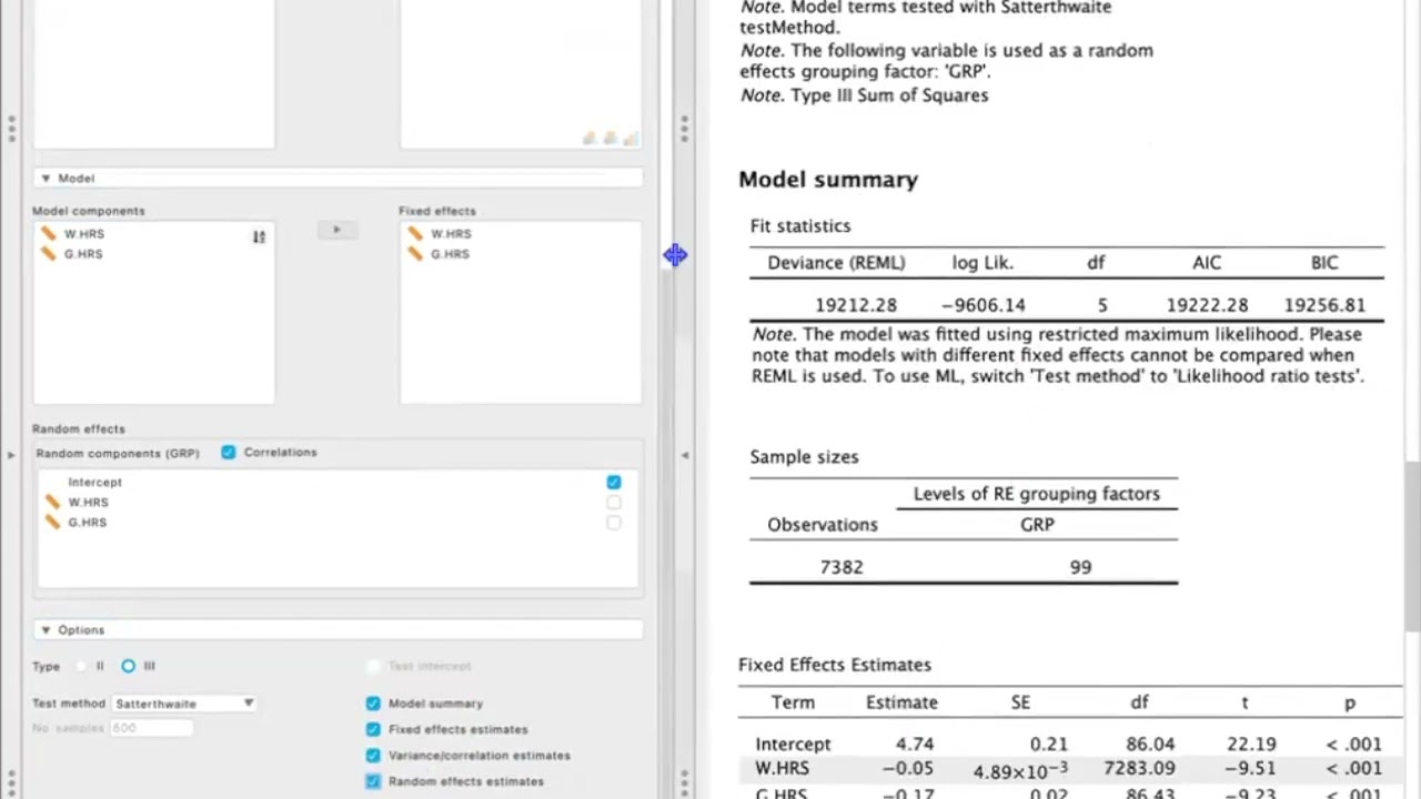 Frequentist Multilevel Model in JASP (with Group Mean Centering)