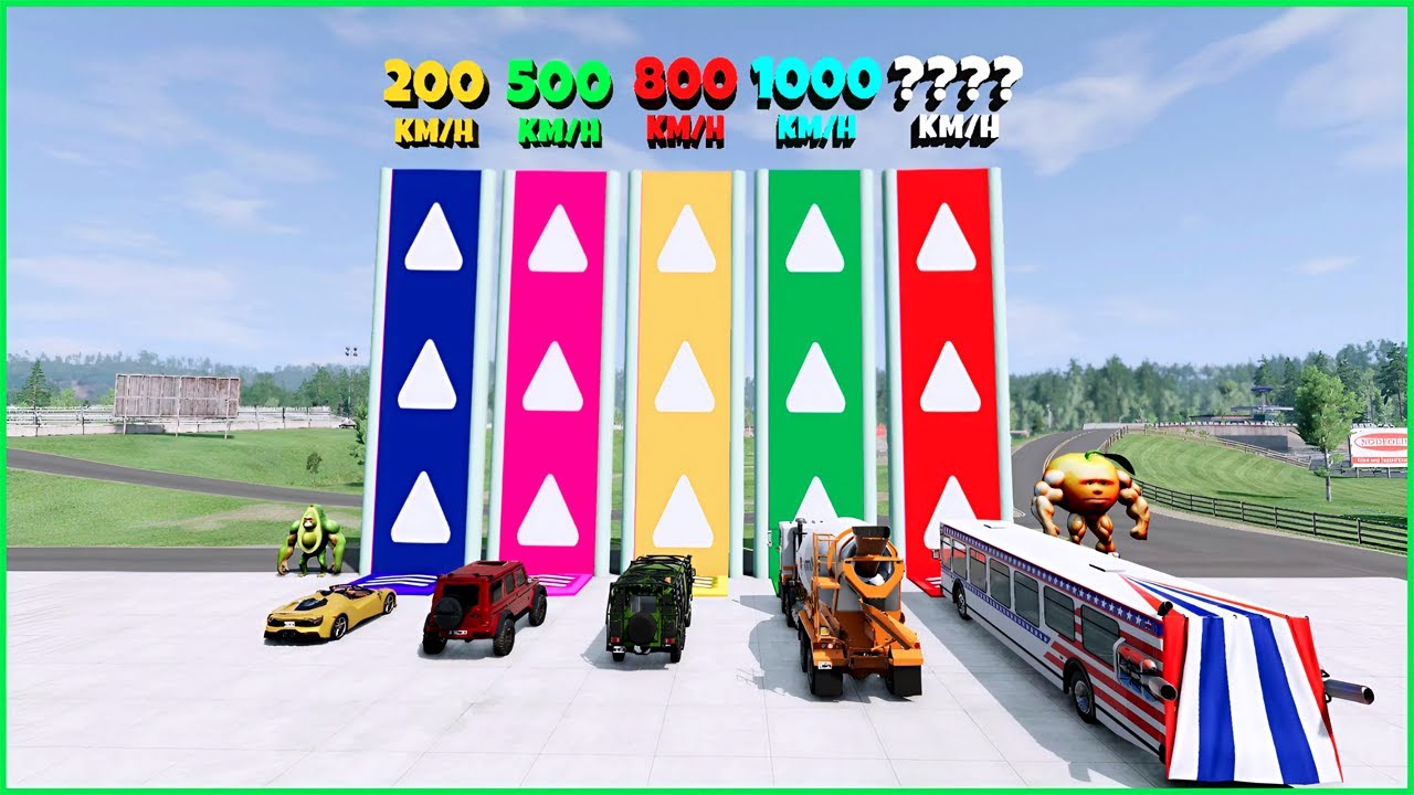 BeamNG Drive Car Speed Boost Platforms &ndash; Extreme Test from 200 km/h to 1000+ km/h | #001