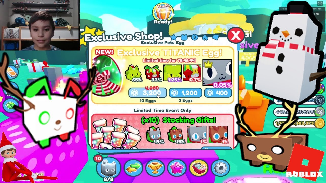 Pet Simulator X Buying Stockings and Titanic Eggs WOW Huge Elf Dog!!!