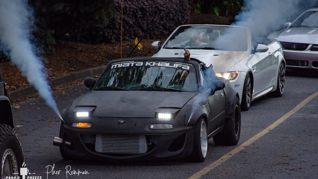 POV Pulling Up To Cars And Coffee In A Turbo Nitrous LS Miata.