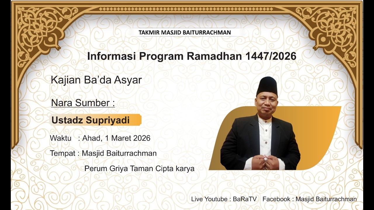LIVE | Kajian Ba,da Asyar Ramadhan 1447H - Ustad Supriyadi