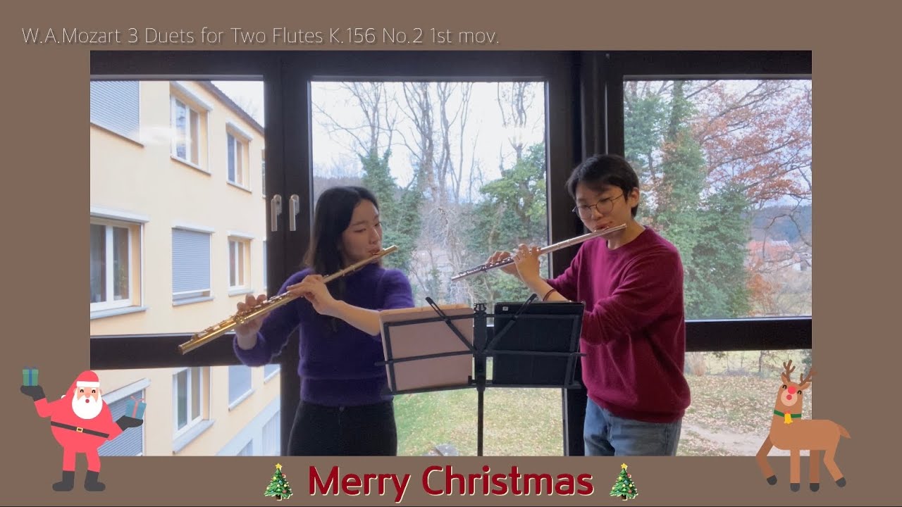 W.A.Mozart 3 Duets for Two Flutes K.156 No.2 - Minjin Cho, Jeseok  Kang | 크리스마스 기념 초견 듀엣 연주🎄