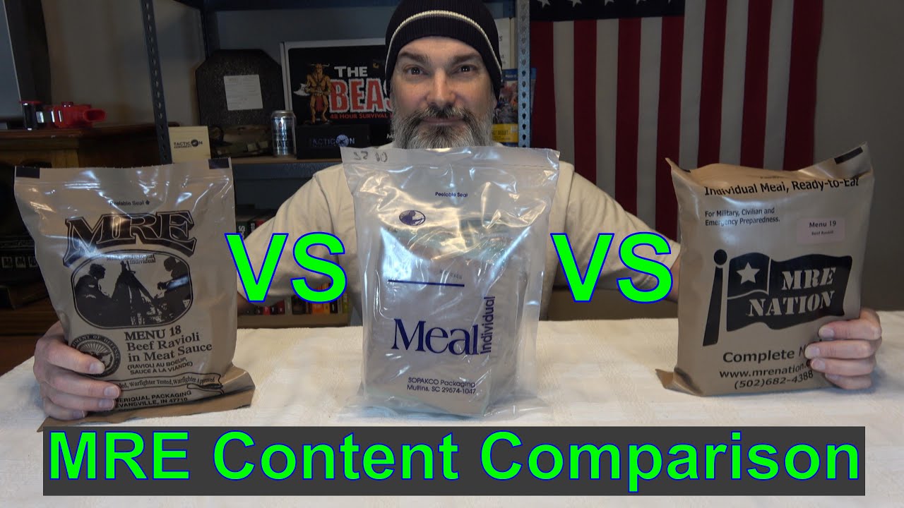 Сравнение содержания MRE, Sopakco, Ameriqual, MRE Nation