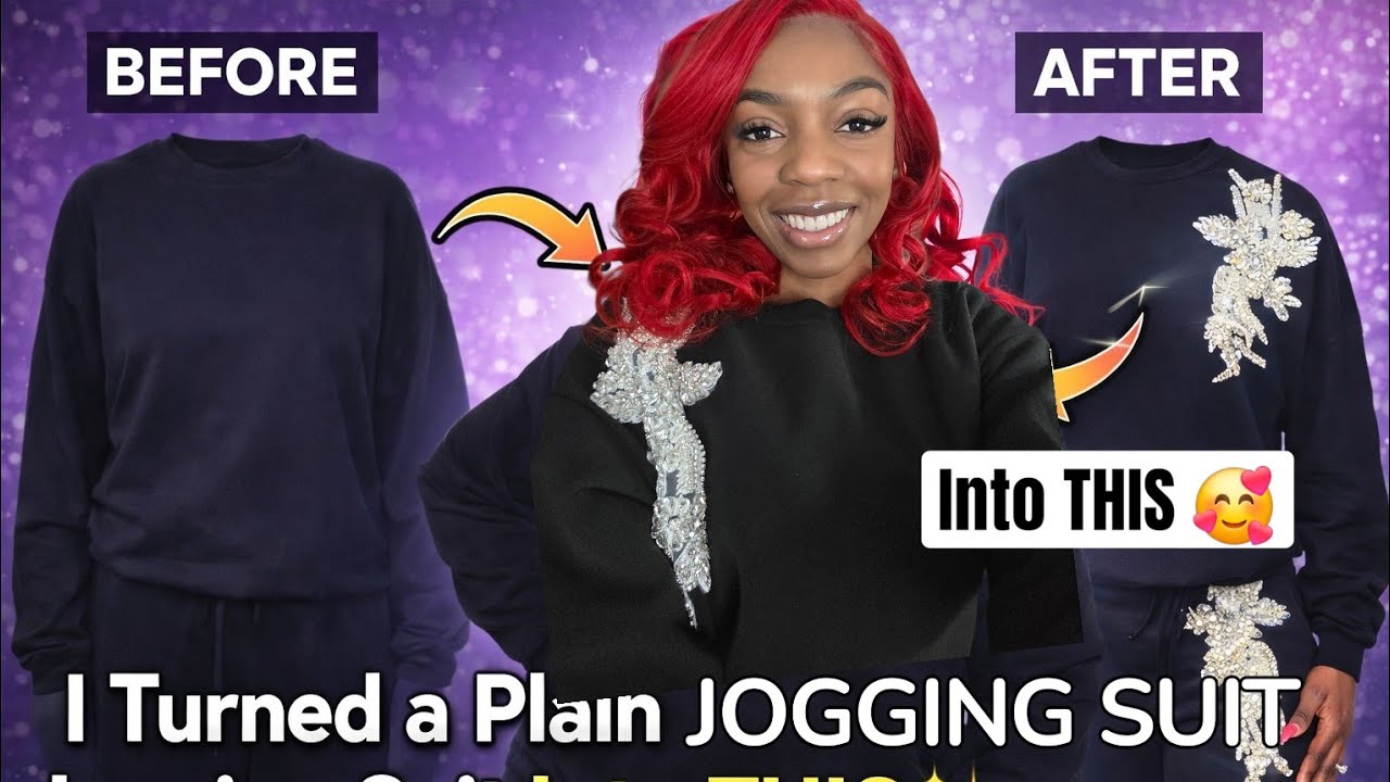Sparkly DIY Jogging Suit ✨ Rhinestone Applique Upgrade