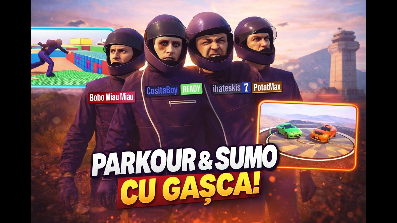 🎮 GTA 5 online episodul 3 | Parkour & Sumo cu Bobo Miau Miau, iHateSkis și PotatoMax