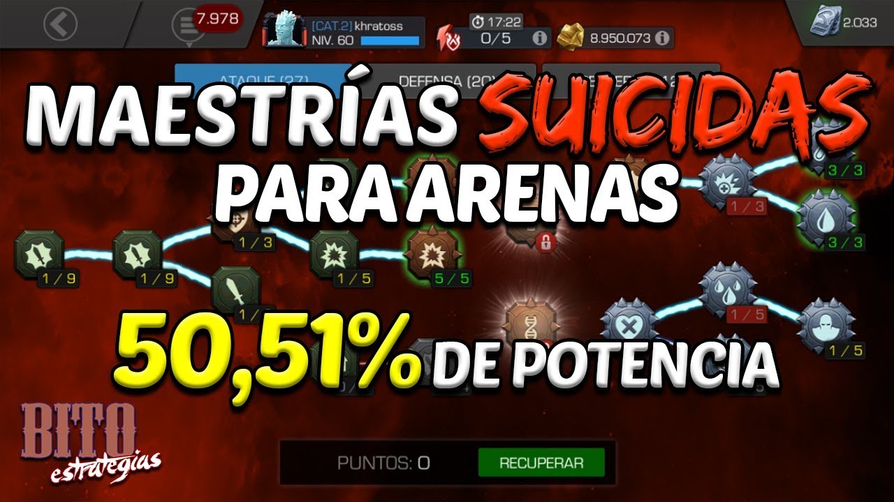 Bito Estrategias: Aumento del 50,51% de Potencia | Maestrías Suicidas para Arenas - MCOC
