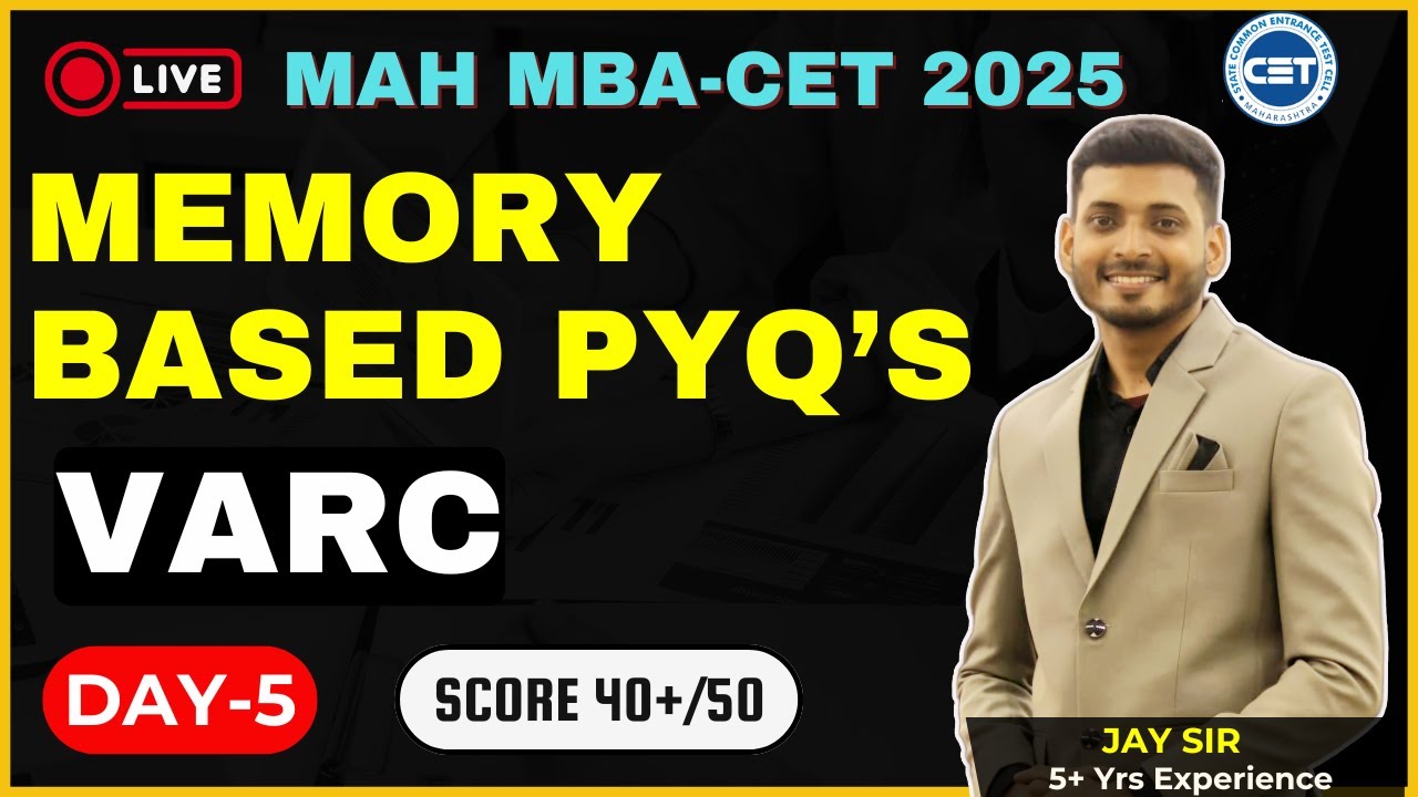 MAH MBA CET25 | DAY 05 | Previous Year Questions |  VARC AND ENGLISH  | By JAY SIR