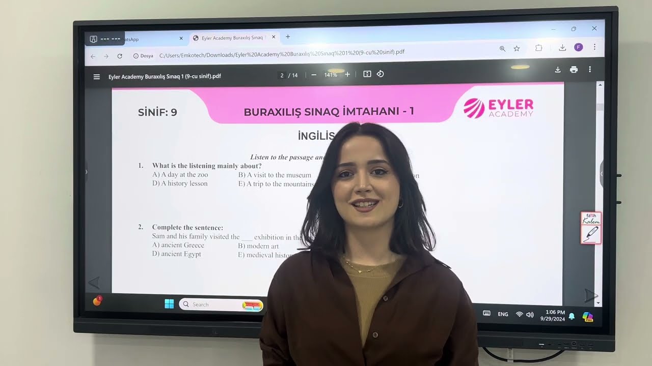 ✅29.09.2024 EYLER ACADEMY / İngilis dili / Buraxılış imtahanı - 1 (9-cu sinif)