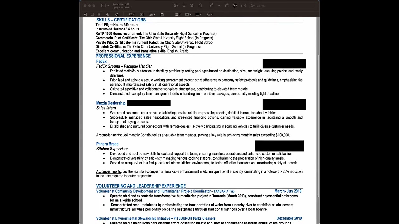 Pilot Resume Audit #6