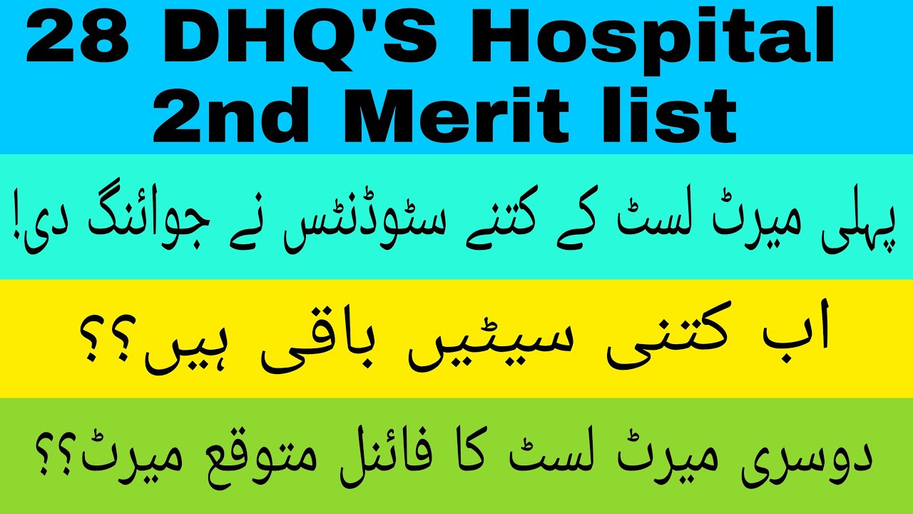 28 dhq's Hospitals Remaining Seat's|| 2nd merit list Date  || Most expected Merit ||