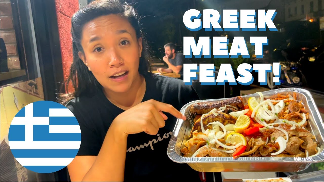 GREEK MEAT FEAST! Gyro World Astoria | Gyro, Souvlaki, Bifteki, Halloumi & SUPER CRUNCHY Onion Rings