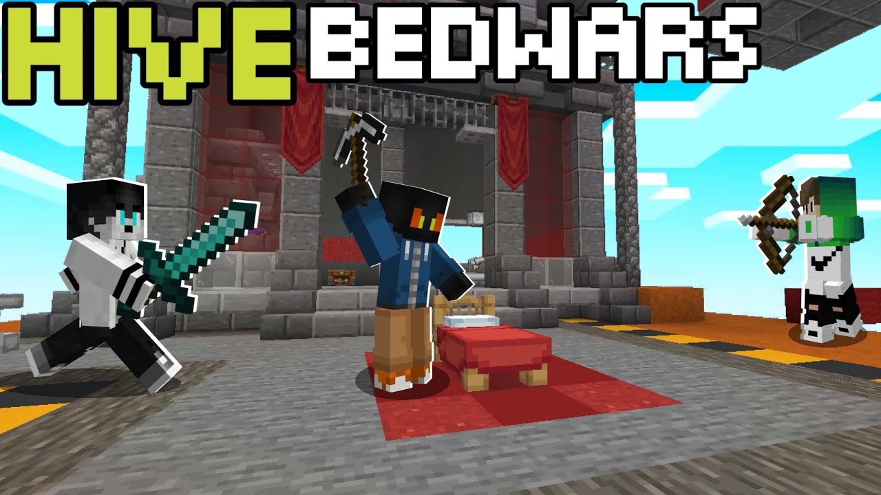 Minecraft bedrock Bedwars en HIVE | whitty jugando todos los modos de bedwars y también uno nuevo