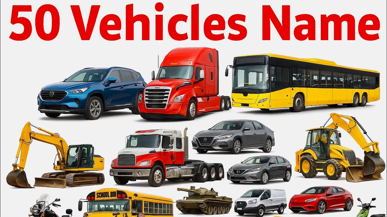 50 Vehicles for Kids 🚗✈️🚤 | Learn Transportation Names | Educational Video for Children #kids