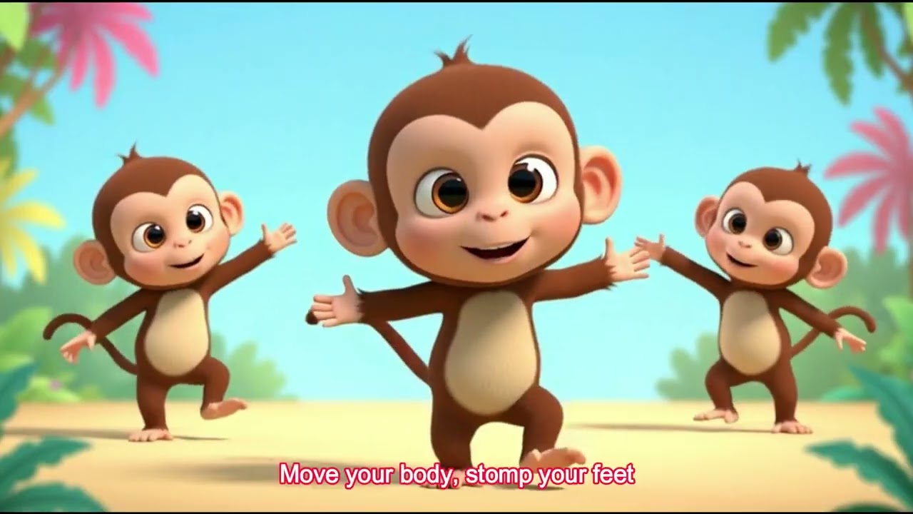 Funny Little Monkey Dance 🐒🌴 | Kids Jungle Song | EDM Nursery Rhymes