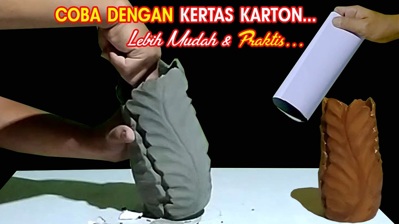 MEMBUAT POT RELIEF BONSAI MOTIF DAUN dari KERTAS KARTON II IDE KREATIF dan UNIK #diy #pot #popular