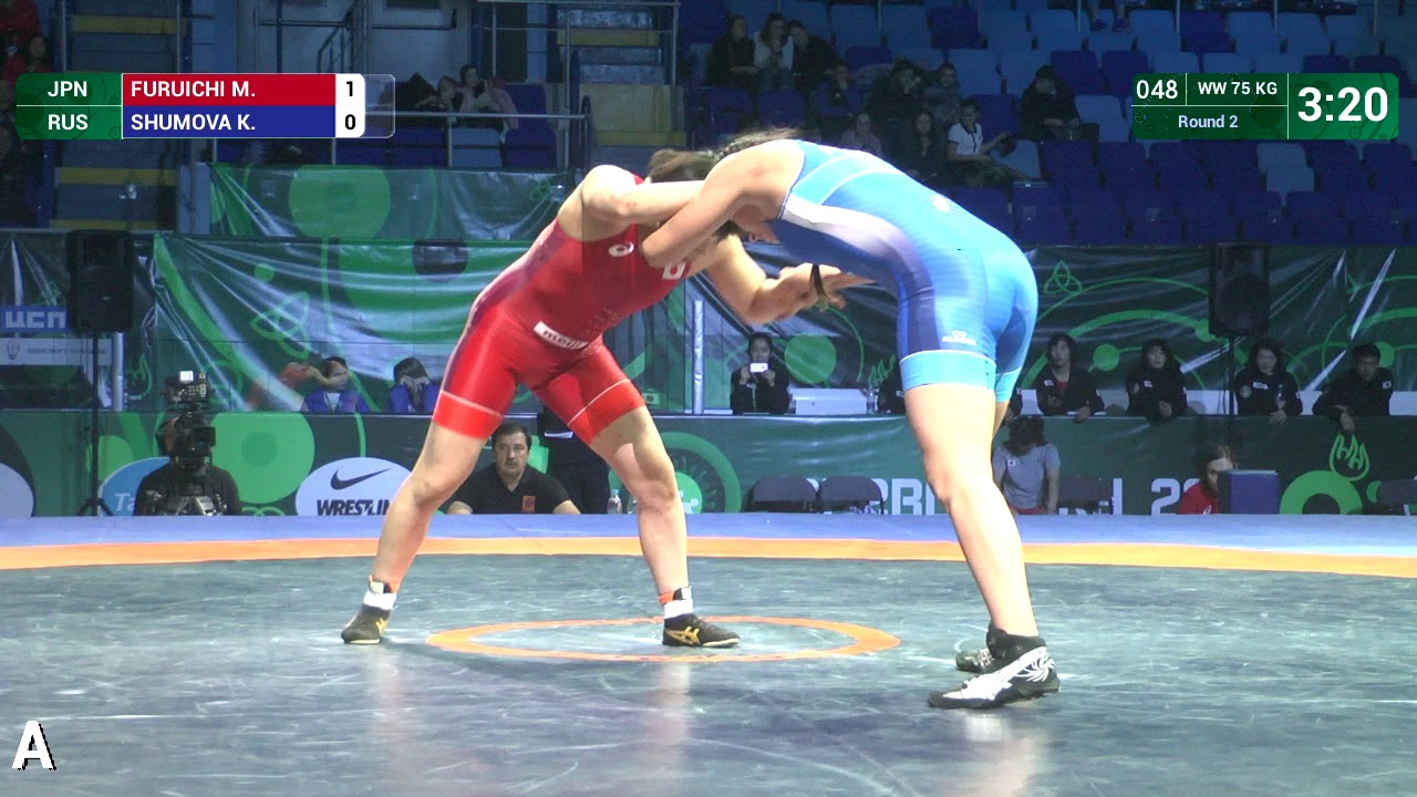 Round 2 WW - 75 kg: M. FURUICHI (JPN) df. K. SHUMOVA (RUS) by VPO1, 3-1