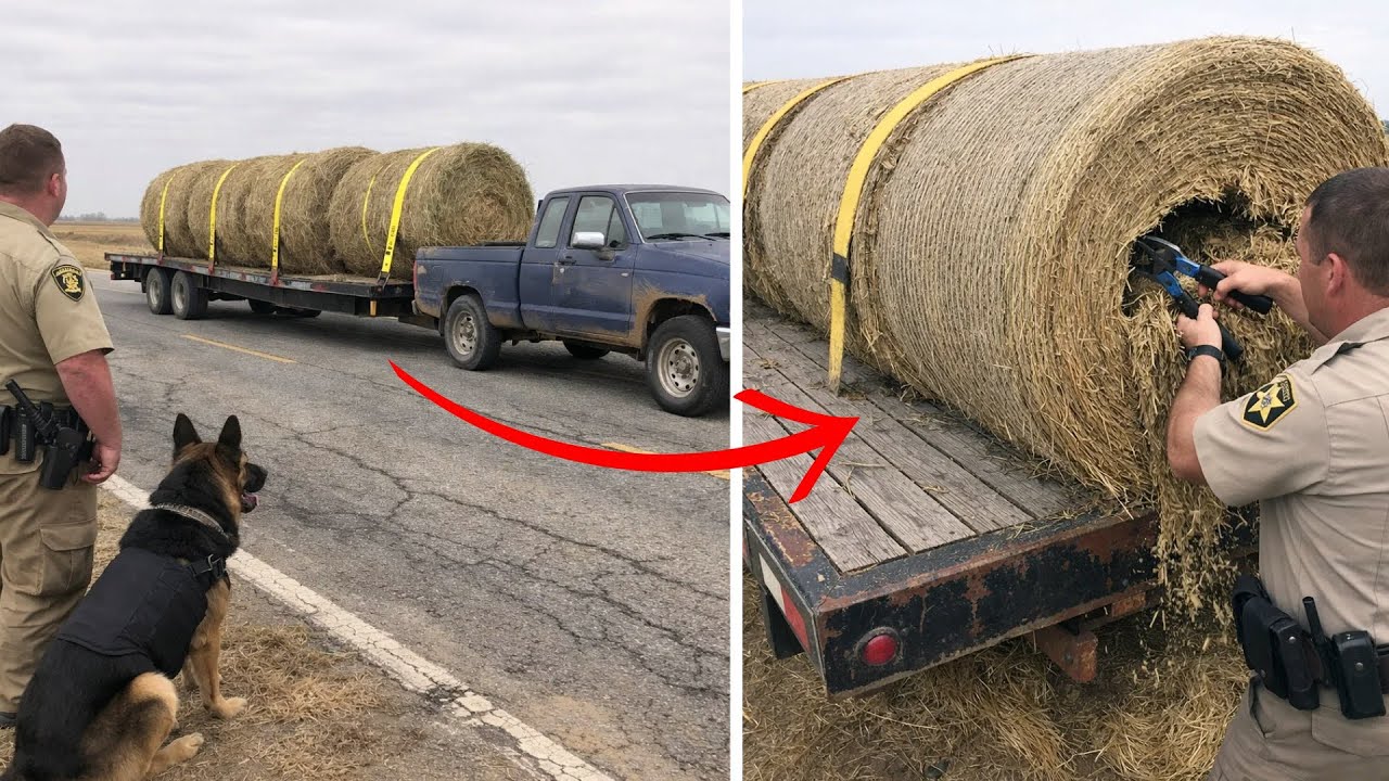K9 Kept Barking at Hay Bales on Highway, Deputy Cut It Open and Turned Pale!