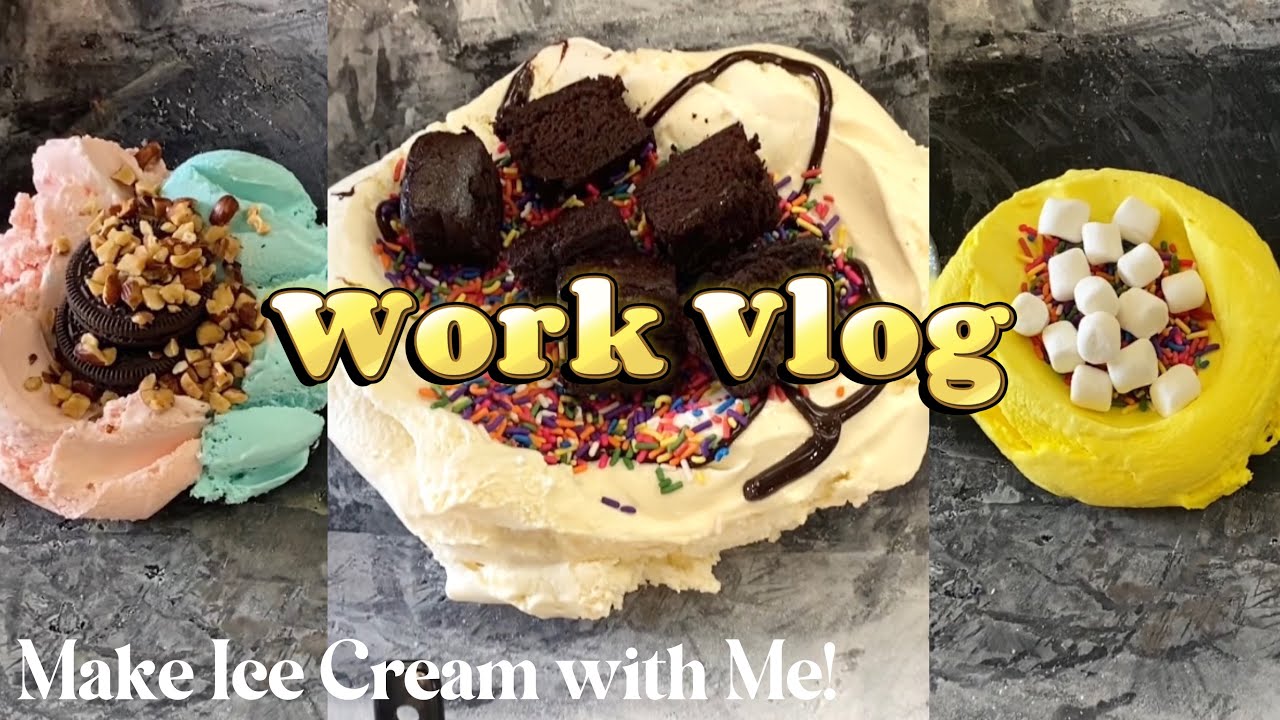 work vlog #5 // busy saturday at cold stone ✨ make ice cream with me! // background music // ASMR
