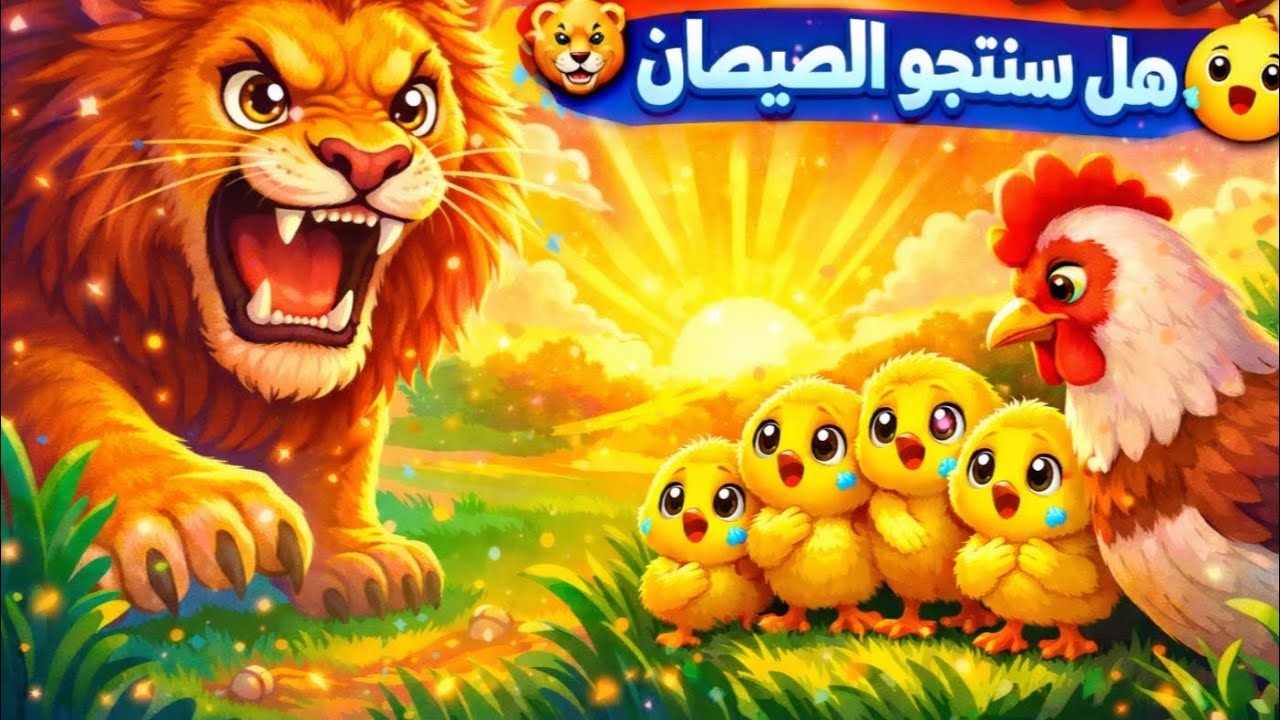 🦁 زئير أسد عند الفجر! هل ستنجو الصيصان؟ 🐥 | قصة مشوقة للأطفال