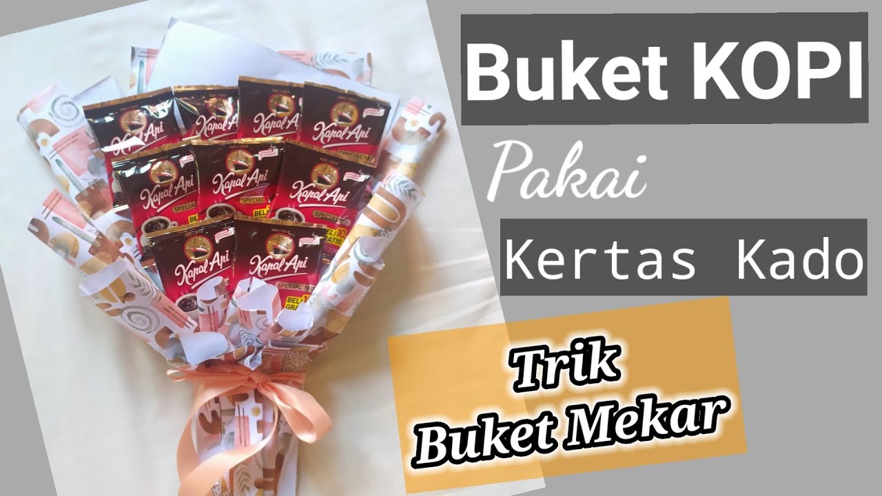 Cara Membuat Buket Kopi pakai Kertas Kado Simple | Buket Untuk Cowok