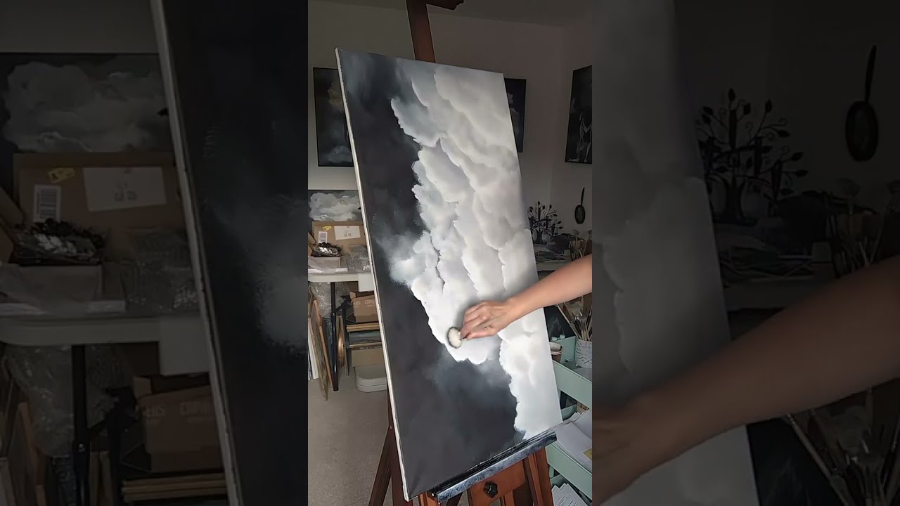 Acrylic painting clouds technique #acrylicpainting #art #painting #clouds #paintingtechniques #tips