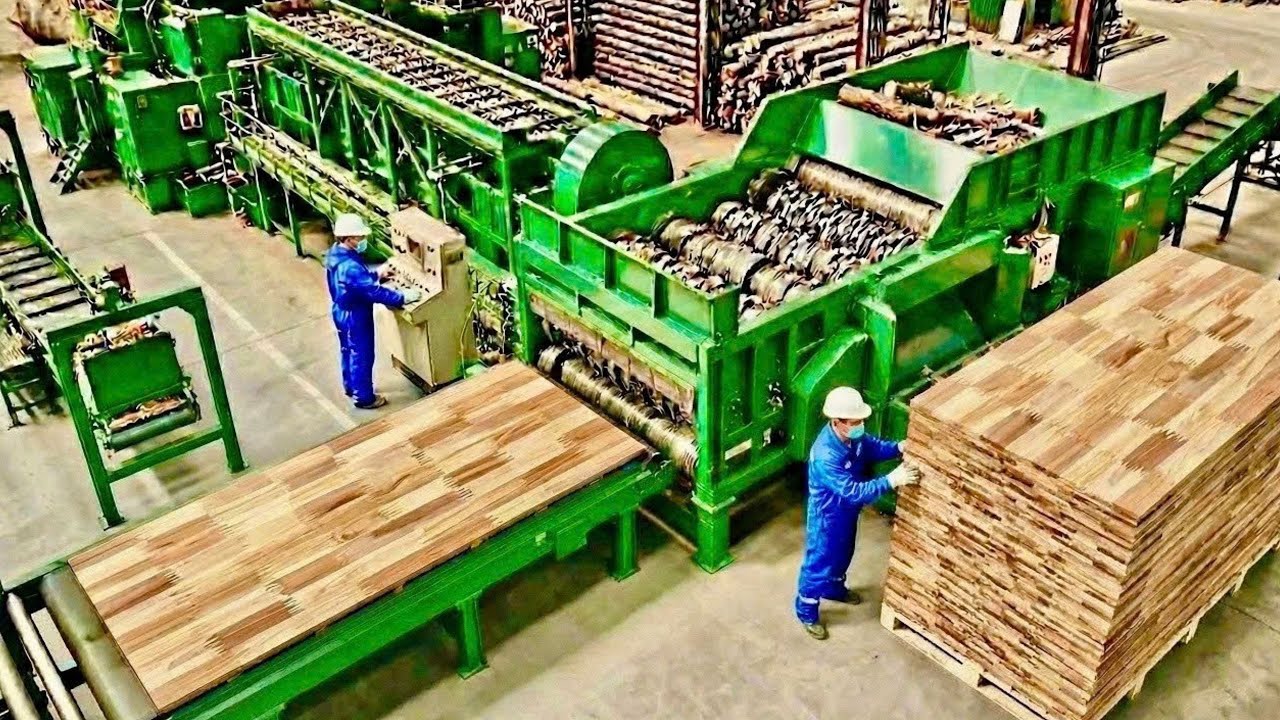 Cómo pequeños trozos de madera se convierten en paneles sólidos Proceso completo
