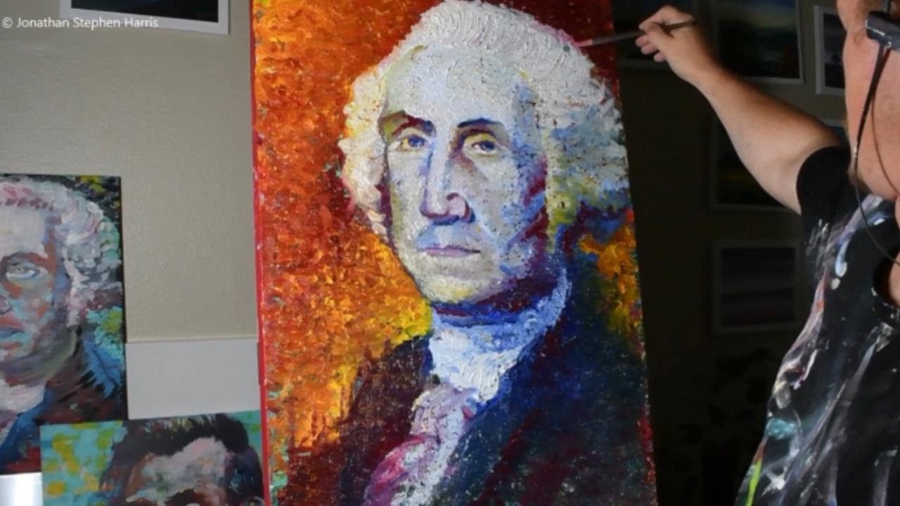 Oil Painting / President George Washington / Cool Expressive Contemporary Art Style / Gallery Canvas