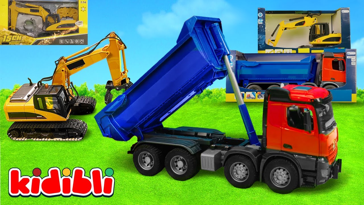 Toy Excavator Builds the Road! 🚧 Big Construction Truck Toys Video for Kids | Kidibli