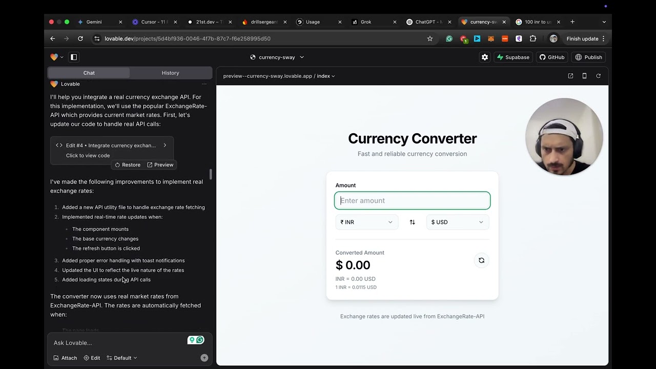 How a built a No-Code Currency Converter with Lovable.dev