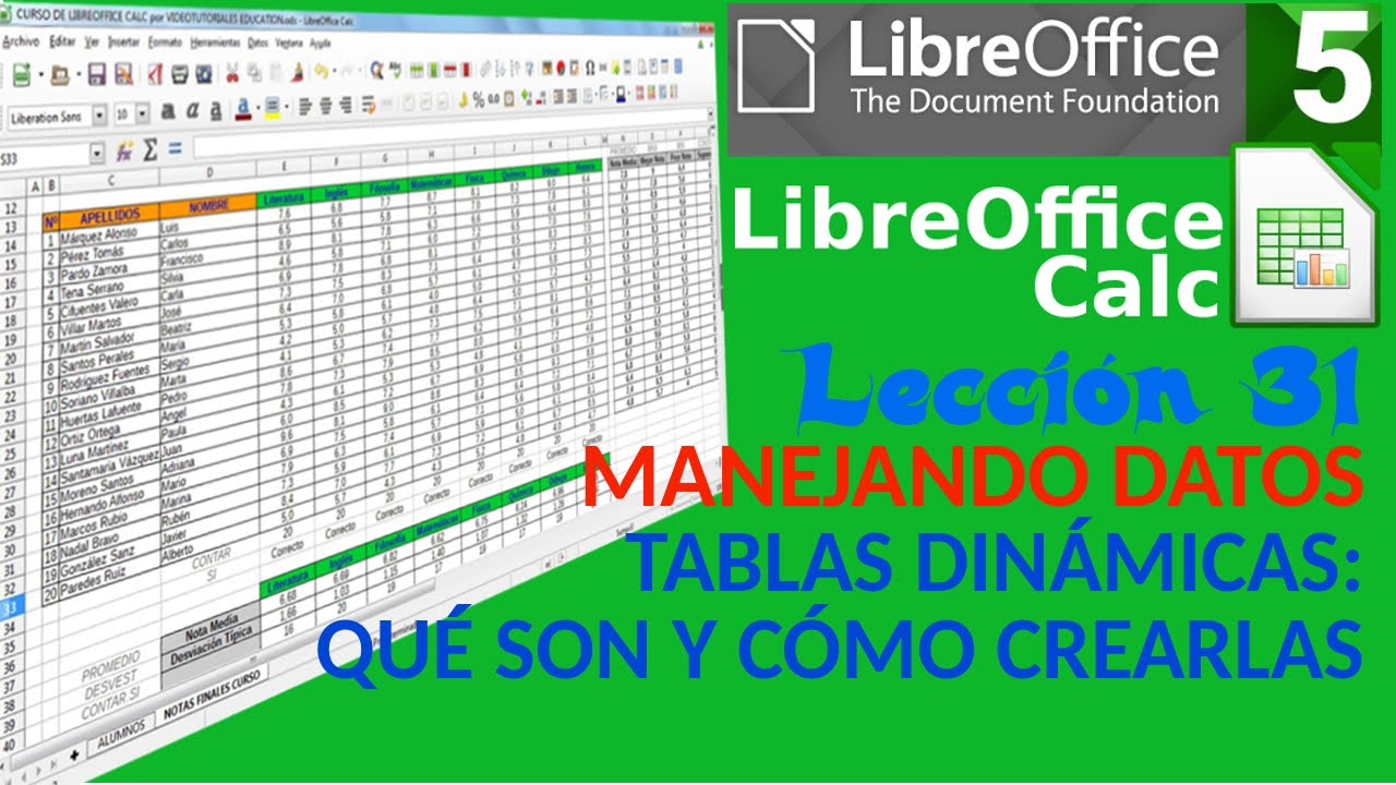 Tutorial LibreOffice Calc - 31/34  Manejando Datos. Tablas dinámicas: qué son y cómo crearlas.