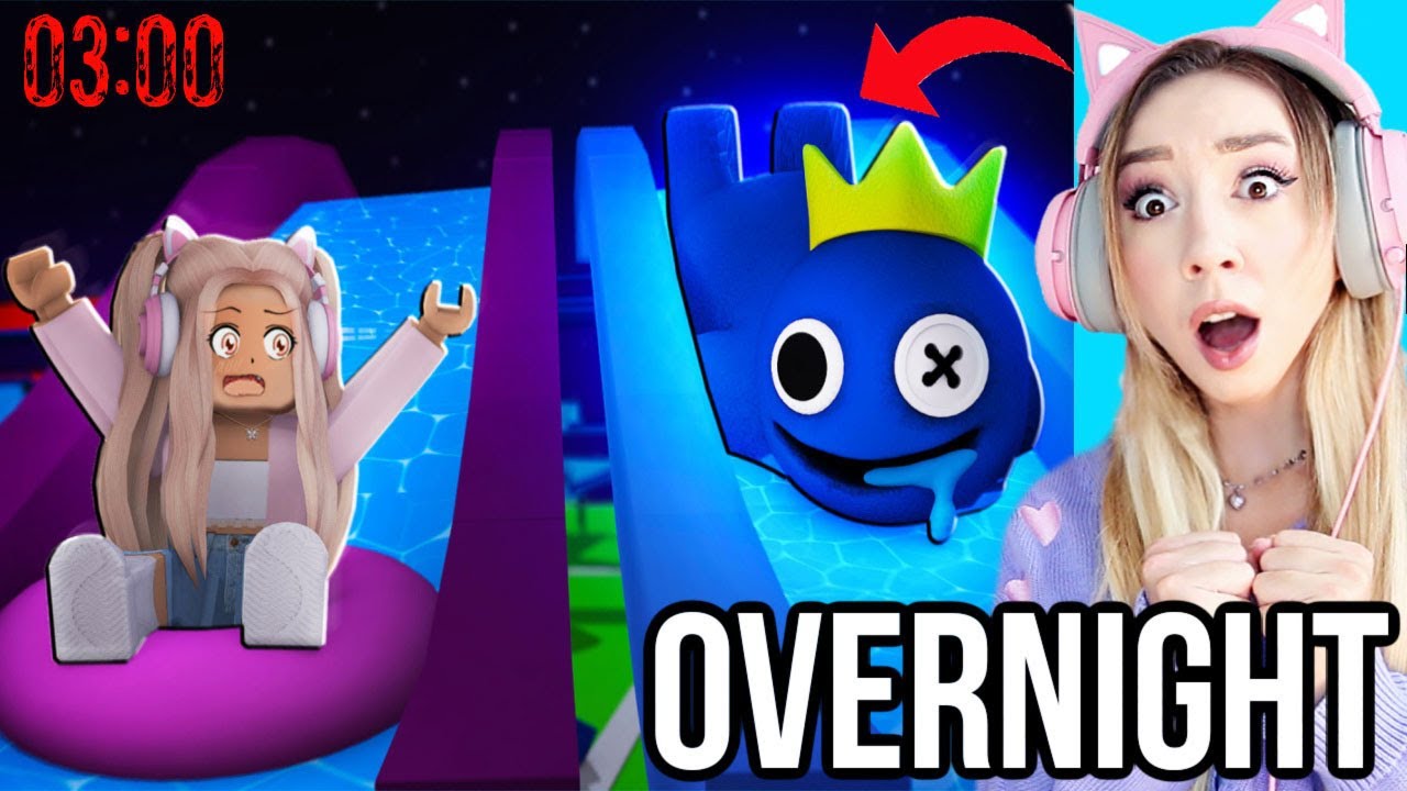 Wasserpark OVERNIGHT Challenge & ein Pool Party für 24h  *blue Rainbow friends roblox vs Beki noob*
