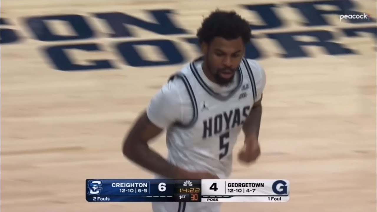 KJ Lewis - 22 points, 7 rebounds, 5 steals | Georgetown vs. Creighton - 2/4/26  