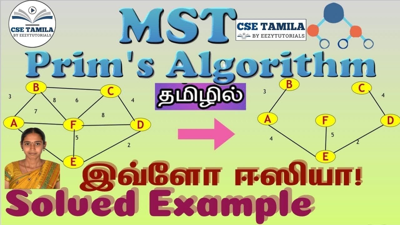 Prim&rsquo;s Algorithm Solved Example Minimum spanning tree using Prims algorithm tutorial in tamil 15.5.2