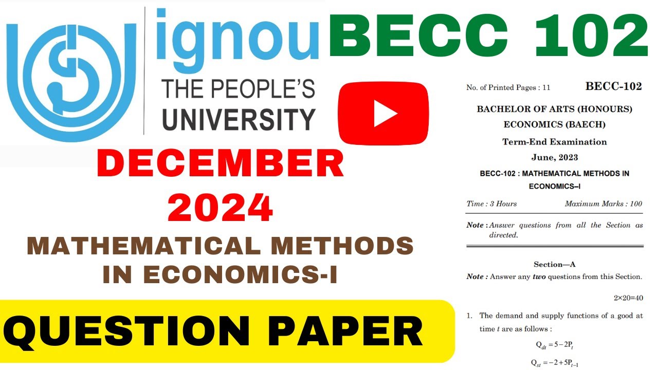 IGNOU BECC 102 DECEMBER  2024 QUESTION PAPER