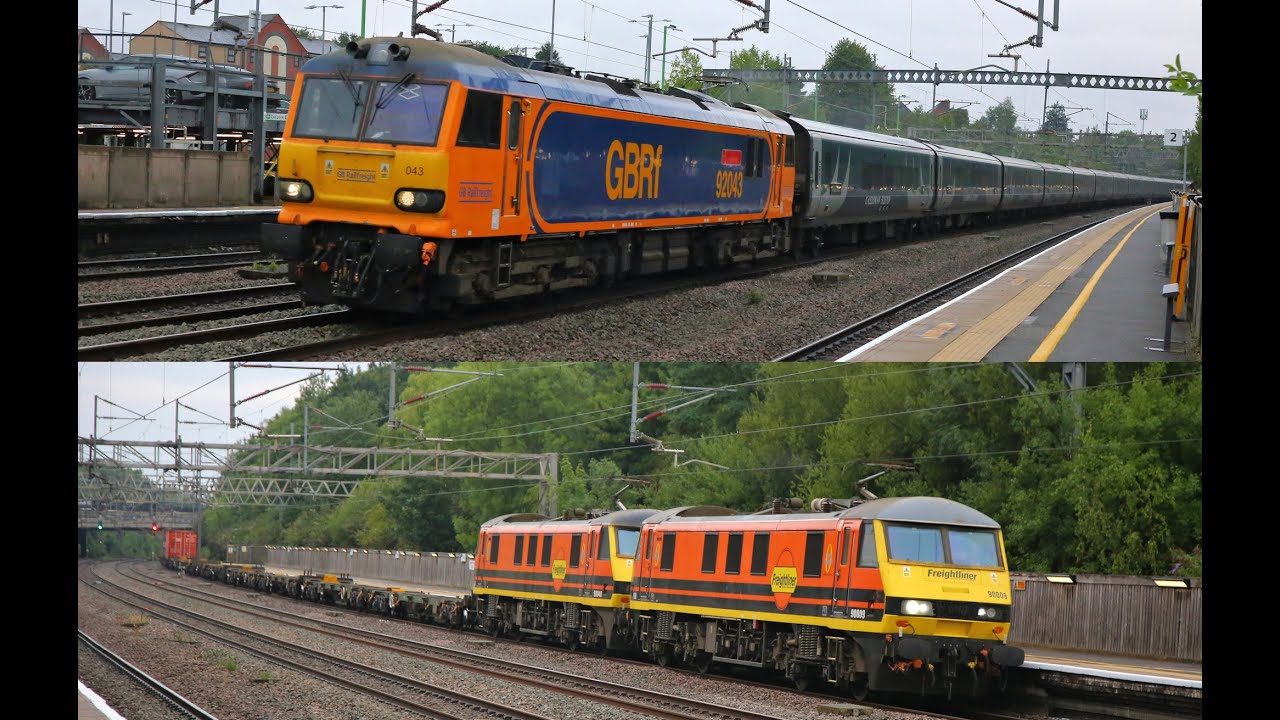 92043 on 1M16 Caledonian Sleepers and 90009 & 90048 on 4L89 at Tamworth   30/07/25