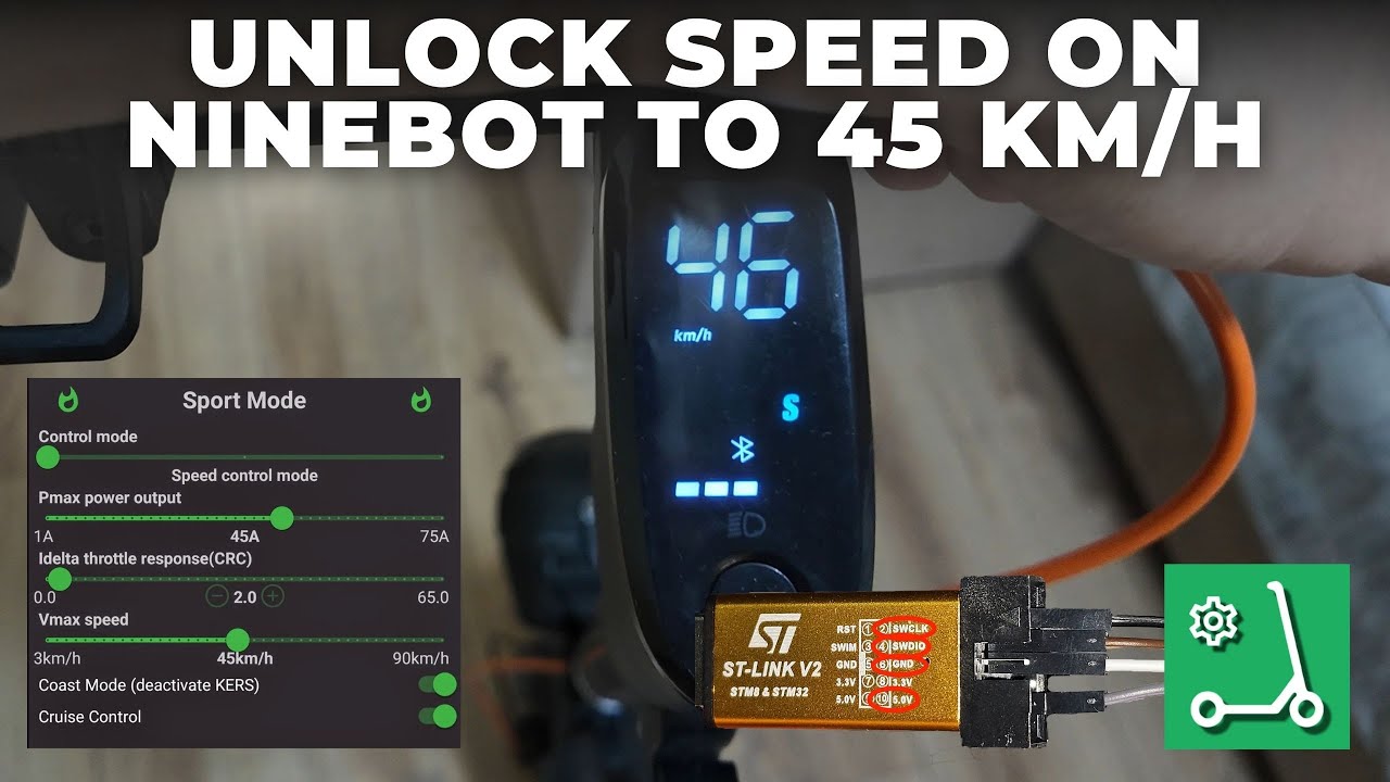 Разблокируйте Ninebot до 45 км/ч с помощью Xiaodash + ST-Link (F2 Plus/MAX G30/MAX G2/E2 Pro/ZT3 ...