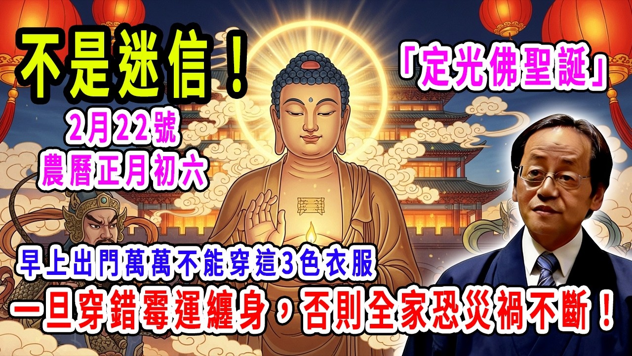 不是迷信！2月22號，農曆正月初六，「定光佛聖誕」，早上出門萬萬不能穿這3色衣服，一旦穿錯，霉運纏身，否則全家恐災禍不斷！
