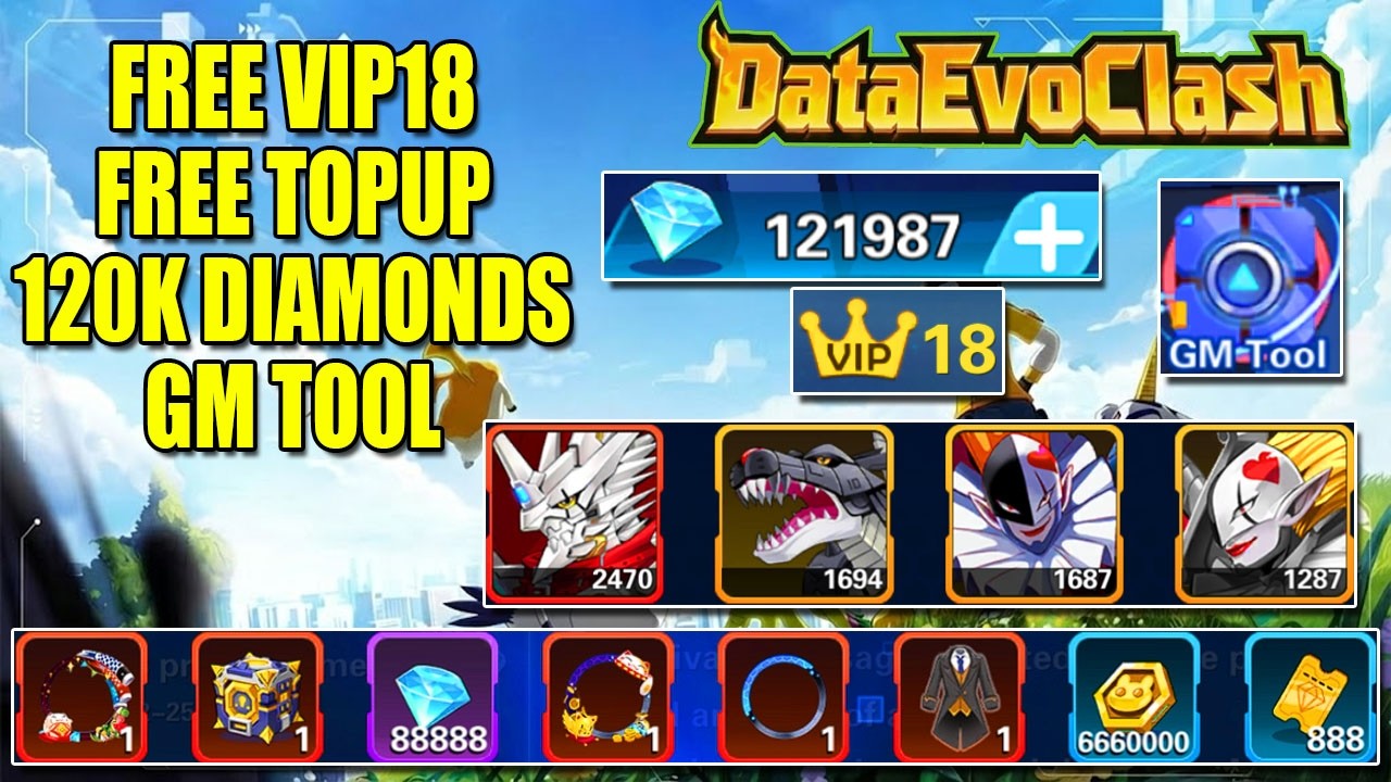 DataEvo Clash Gameplay - Digimon Official Launch | Free V18 & 120K Diamonds & Free Topup
