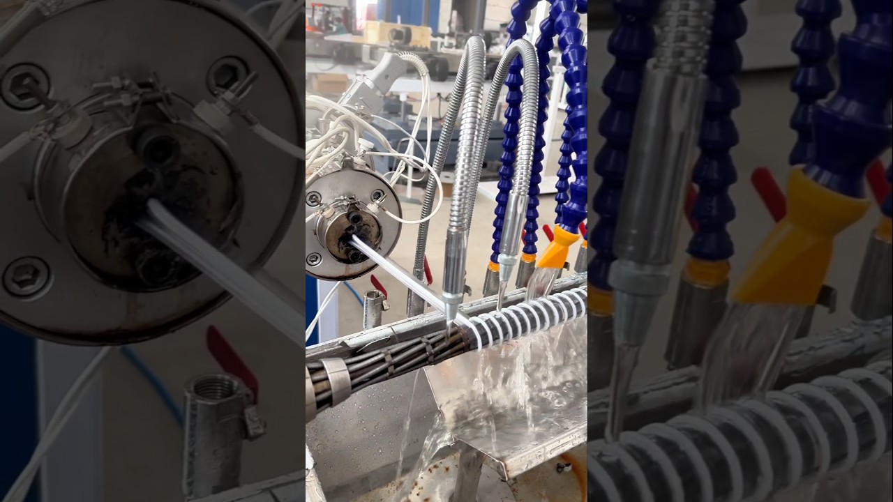 Pvc suction hose making machine #extruder #machine #plasticextrudermachine #factory #hose #pipe