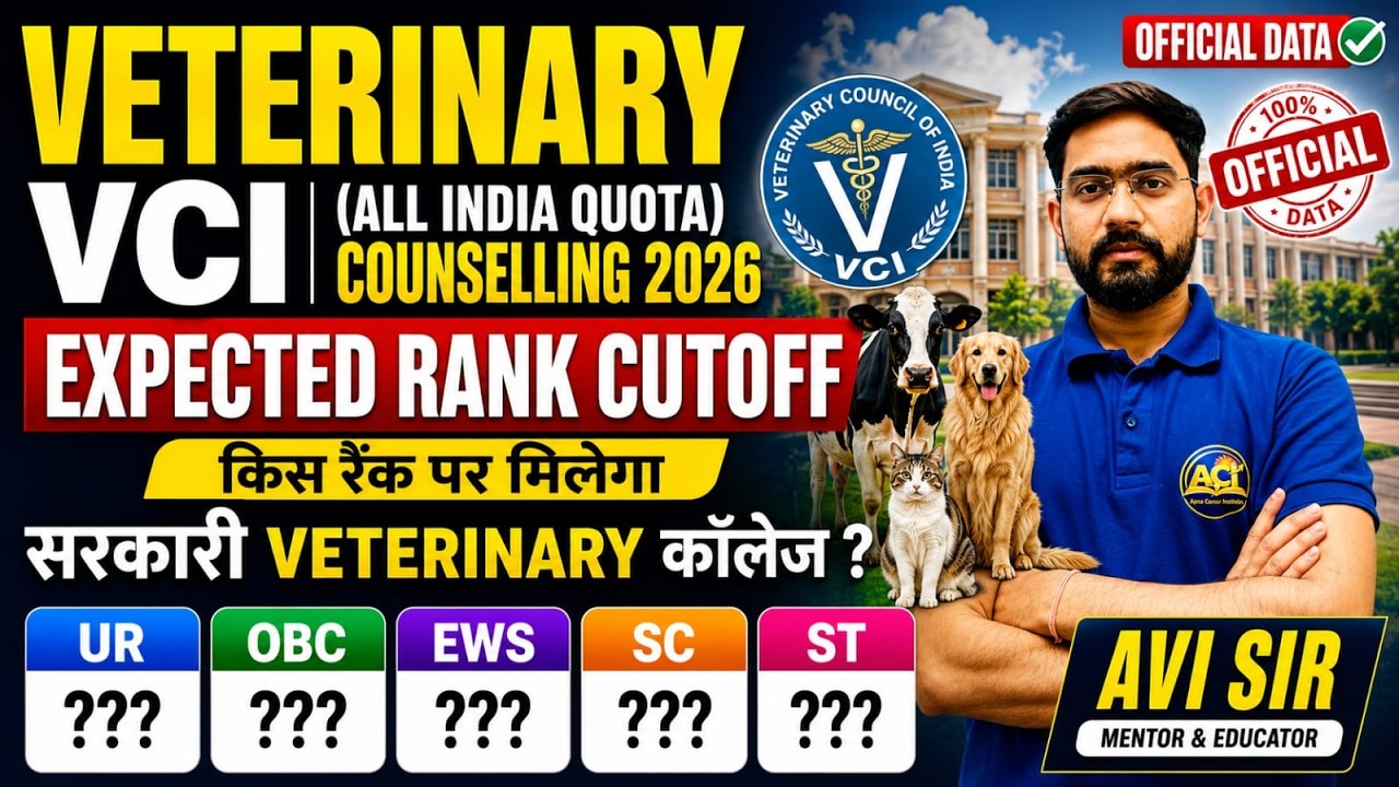 NEET 2026 Veterinary Cutoff | VCI Counselling Expected Rank Cutoff for UR, OBC, EWS, SC, ST