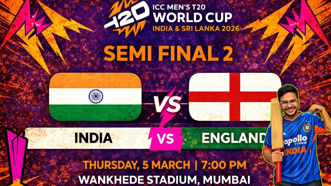 INDIA vs ENGLAND T20 World Cup Semi Final LIVE | IND vs ENG T20WC 2026 Watchparty 🏏