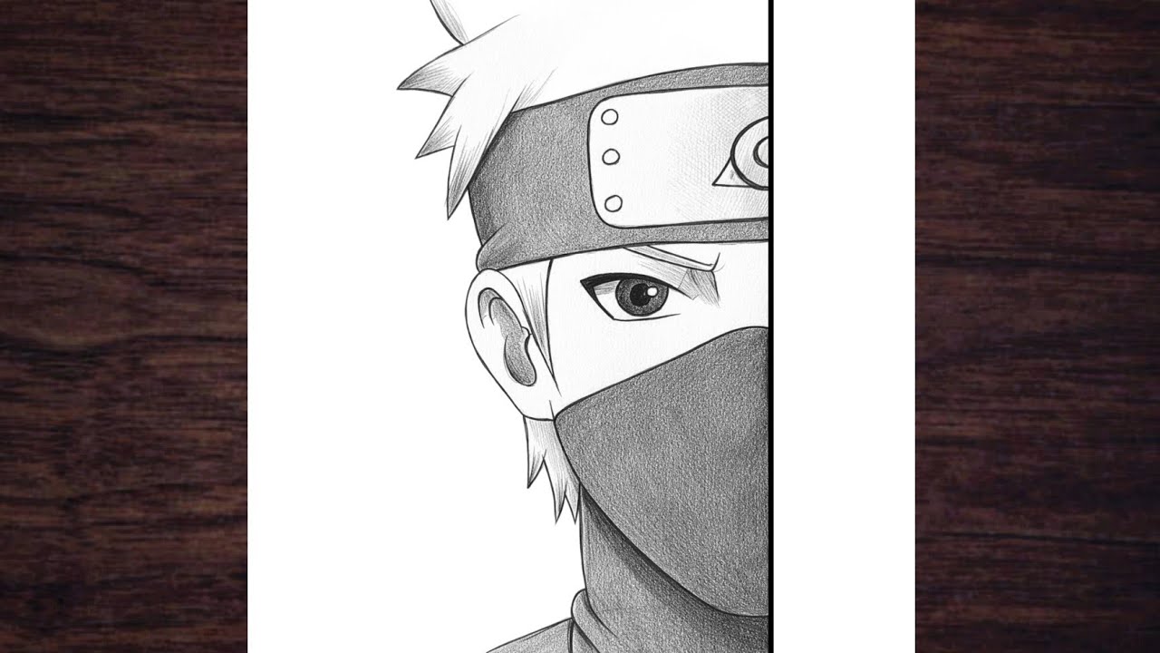 How to Draw Kakashi Hatake Half Face Step by Step | Easy Anime Pencil Sketch